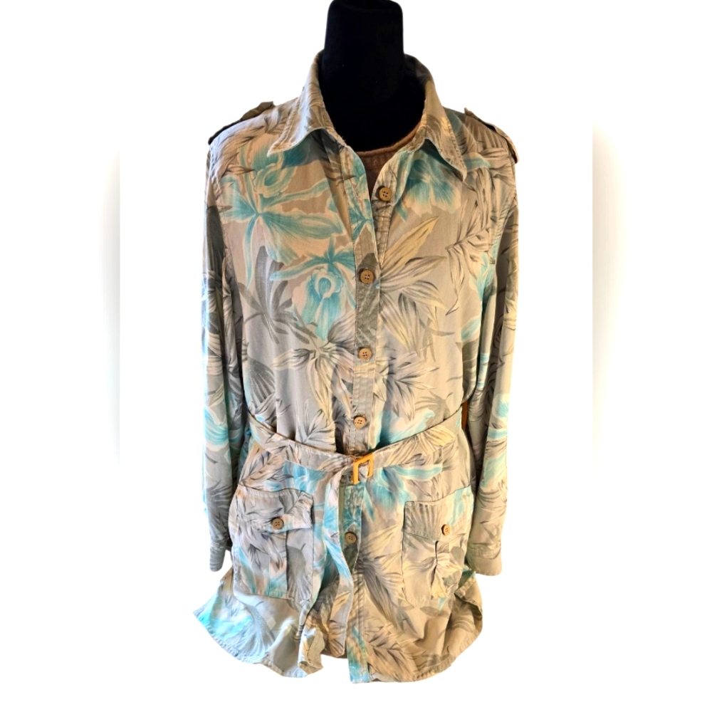 Natural Elements Silk Camp Shirt Tunic Size 14